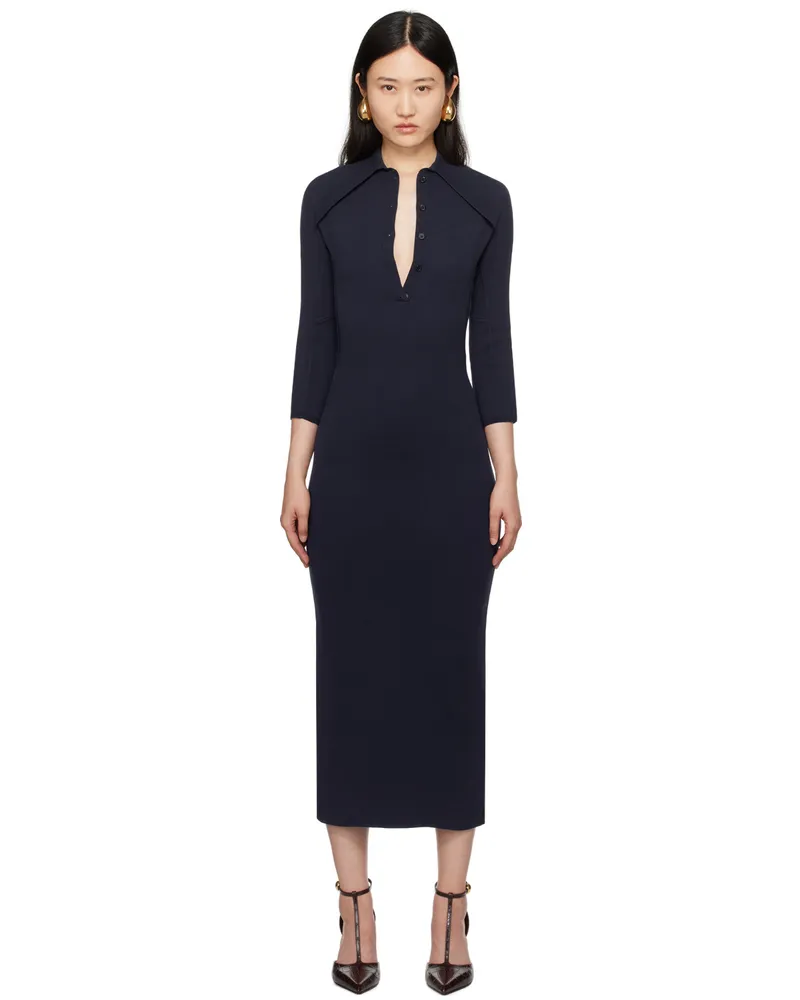 16ARLINGTON Navy Alerone Midi Dress Navy