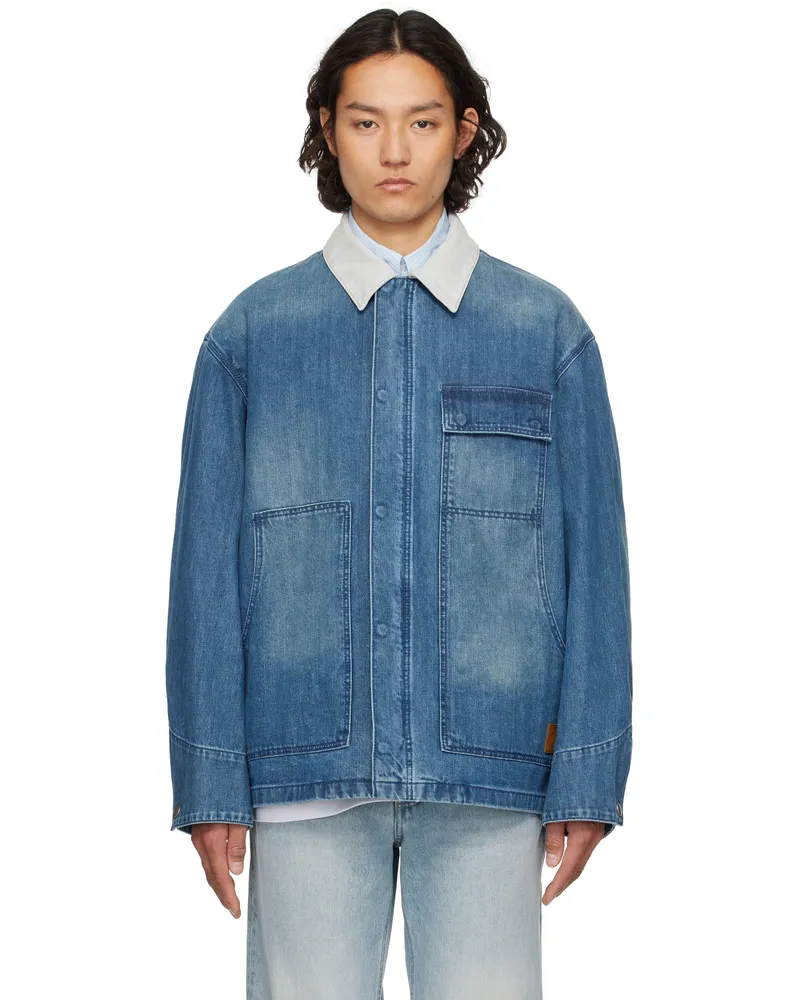 SOLID HOMME Blue Mid Length Denim Jacket 325l