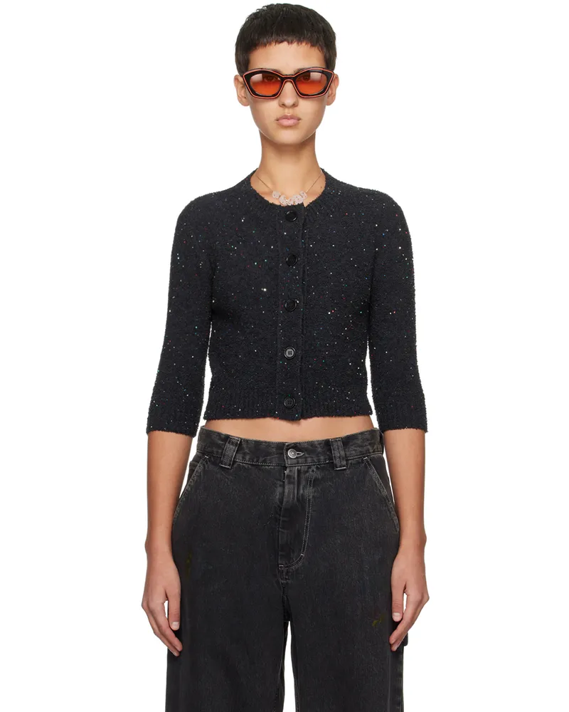 Marni Black Sequinned Cardigan 00n97