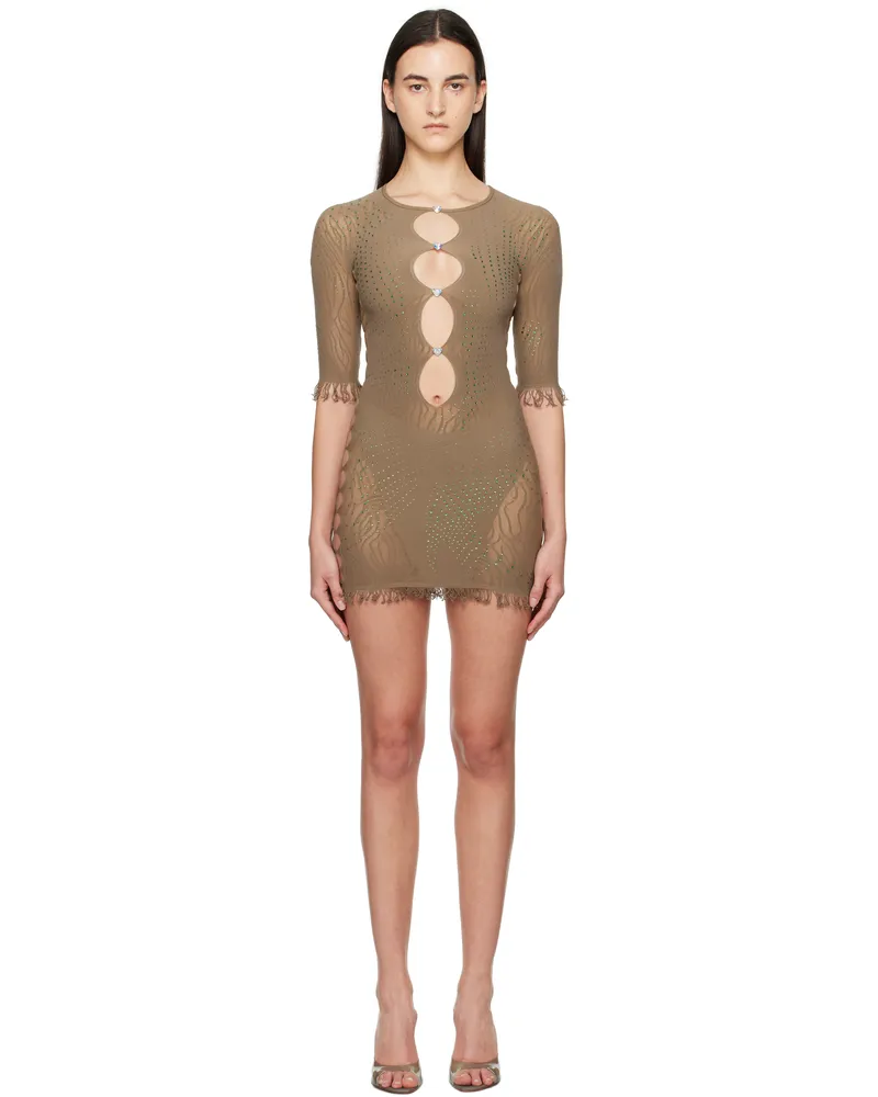 Poster Girl Taupe Miranda Hotfix Minidress Trufflle