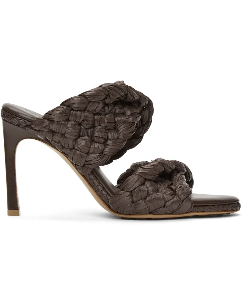 Bottega Veneta Brown Raffia 'The Curve' Heeled Sandals 2019
