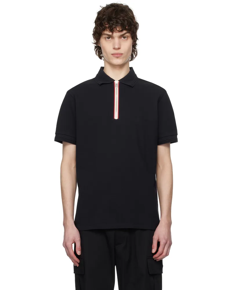 Moncler Navy Tricolour Trim Cotton Piquet Polo 77x