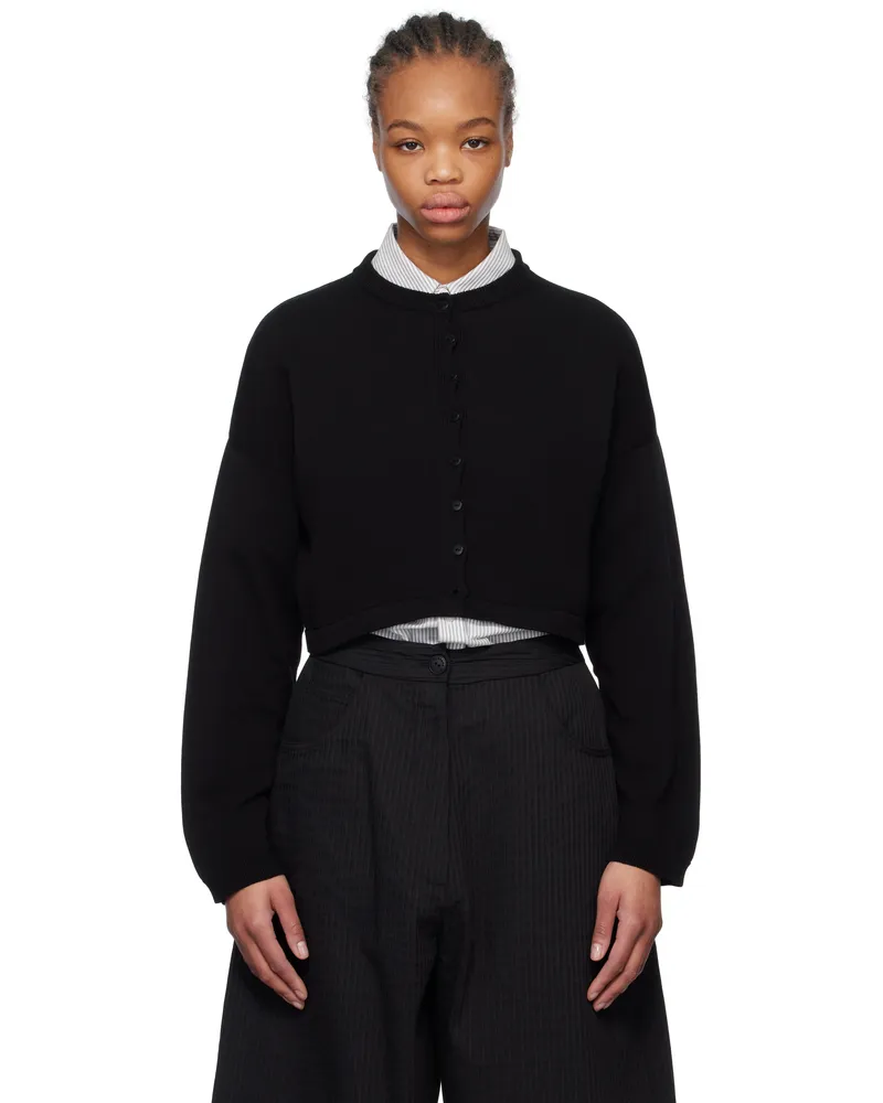 CORDERA Black Cotton Cropped Cardigan Black