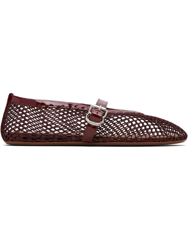 Alaïa Burgundy Fishnet Ballerina Flats 325