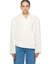 ROTATE Birger Christensen White Asymmetric Blazer 11-egret