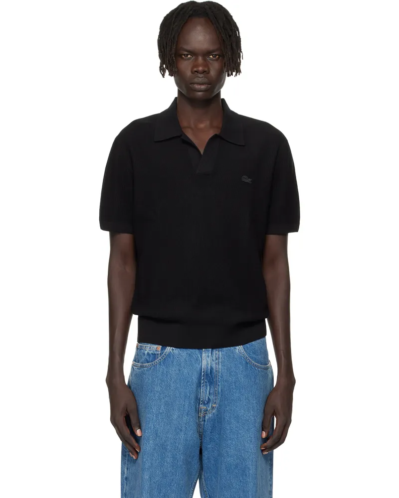 Lacoste Black Open Collar Polo Black