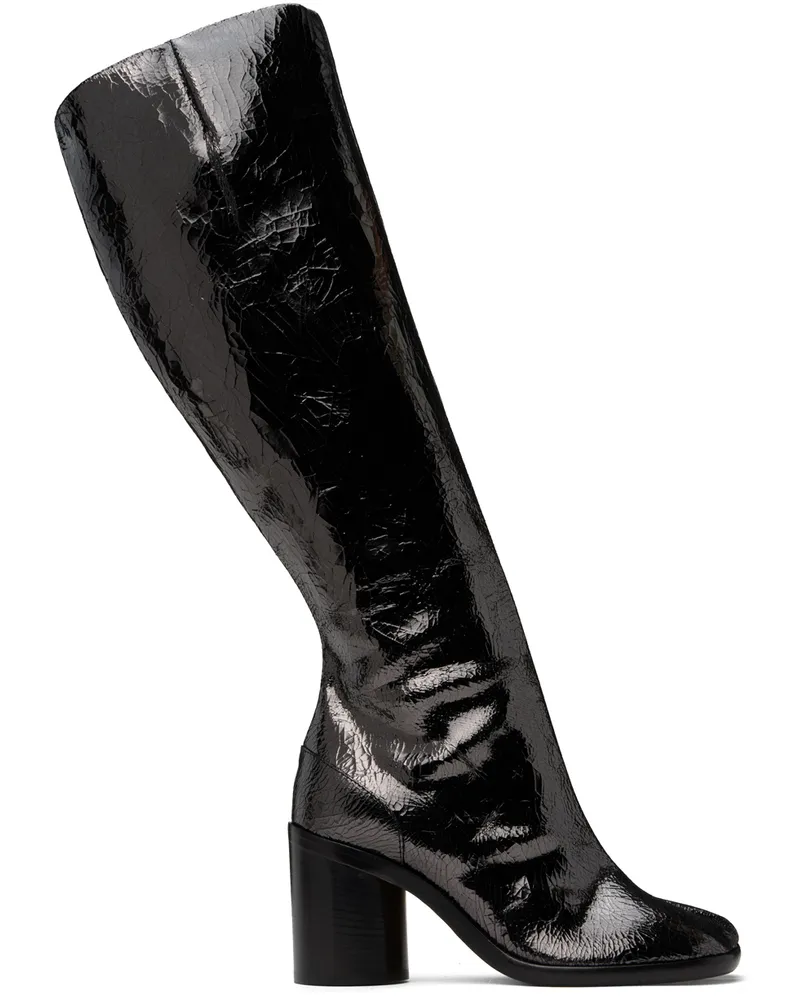 Maison Margiela Black Tabi Broken Mirror Tall Boots T8001