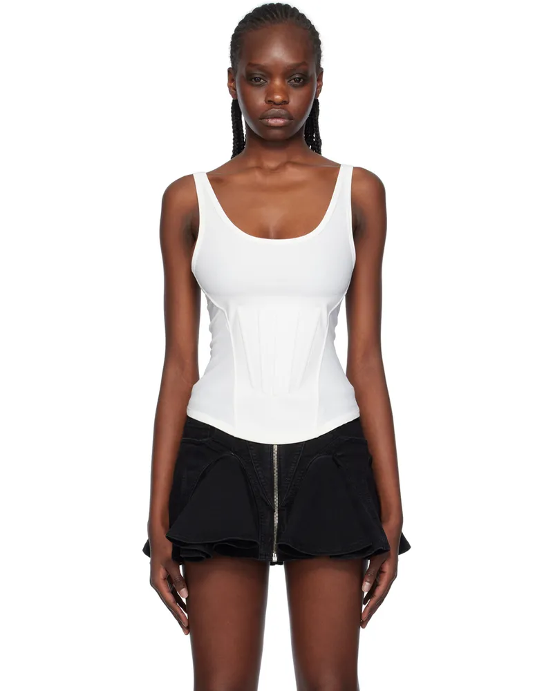 Thierry Mugler White Corseted Tank Top 1014