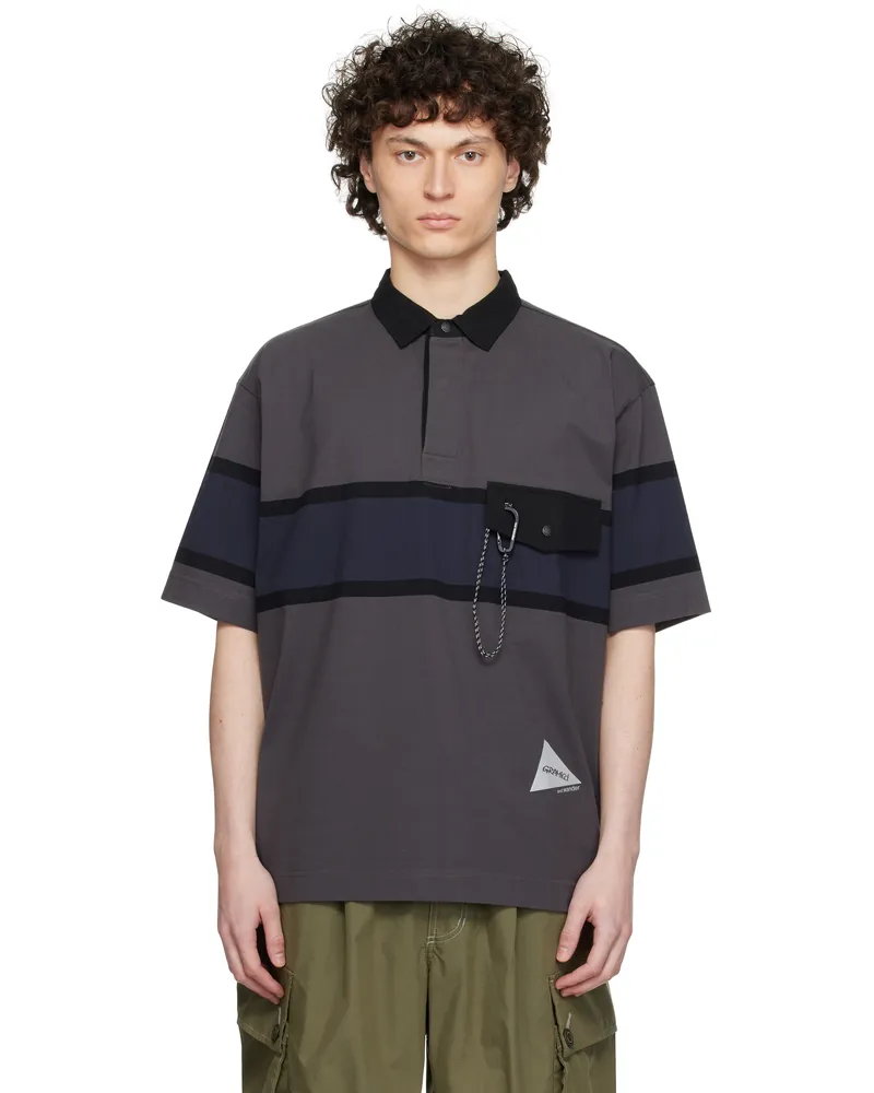 and wander Gray Gramicci Edition Tech Rugby Polo Charcoal
