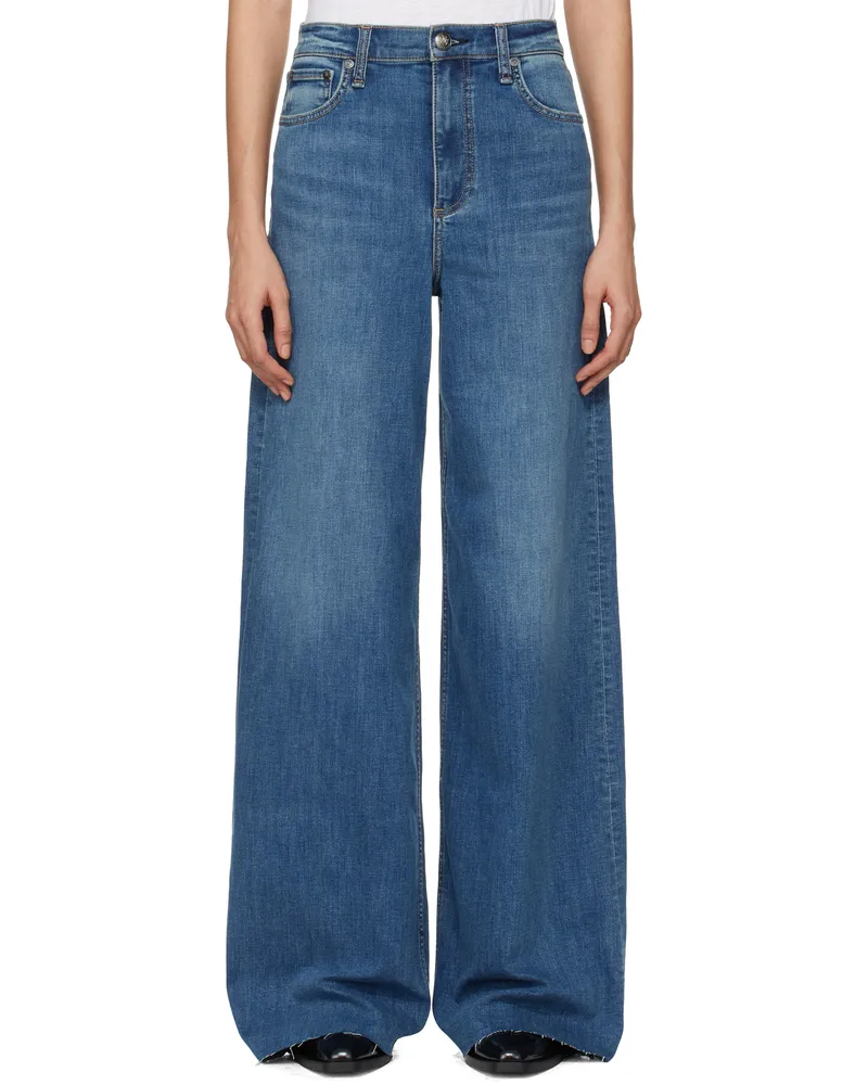 Rag & Bone Blue 'The Sofie' High-Rise Ultra Wide Jeans Willow