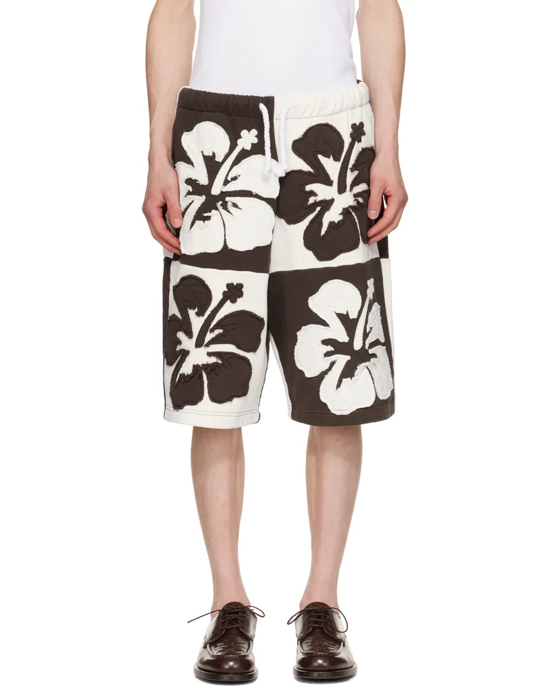 ABRA Brown & Off-White Flower Shorts Brown