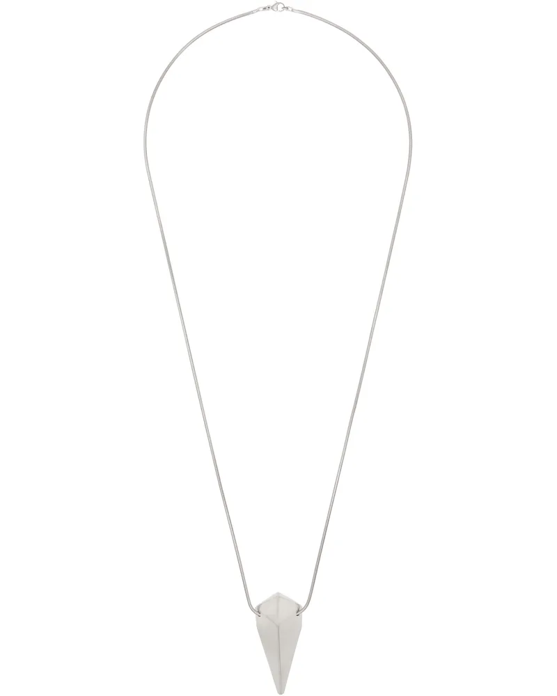 Rick Owens Silver Hollywood Pyramid Charm Necklace 128