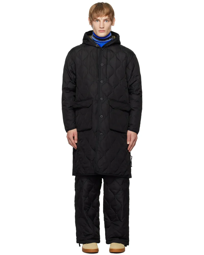 TAION Black Military Hood Long Down Coat Black