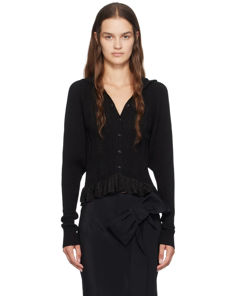 Simone Rocha Black Plaited Tinsel Hood Cardigan Black