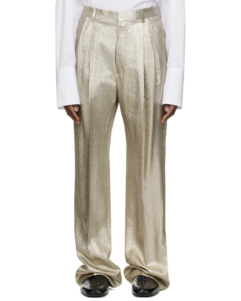 Dries van Noten Silver Viscose Straight Trousers 952