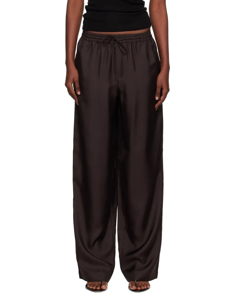 Róhe Brown Wide Leg Silk Trousers 244_454