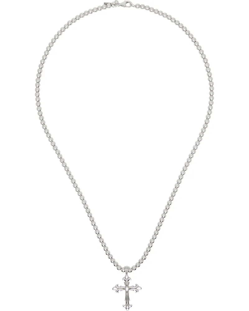 Emanuele Bicocchi Silver Beaded Chain Necklace Silver