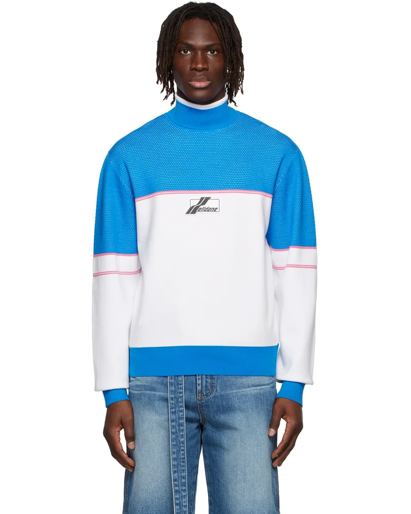 WE 11 DONE White Viscose Turtleneck Blue