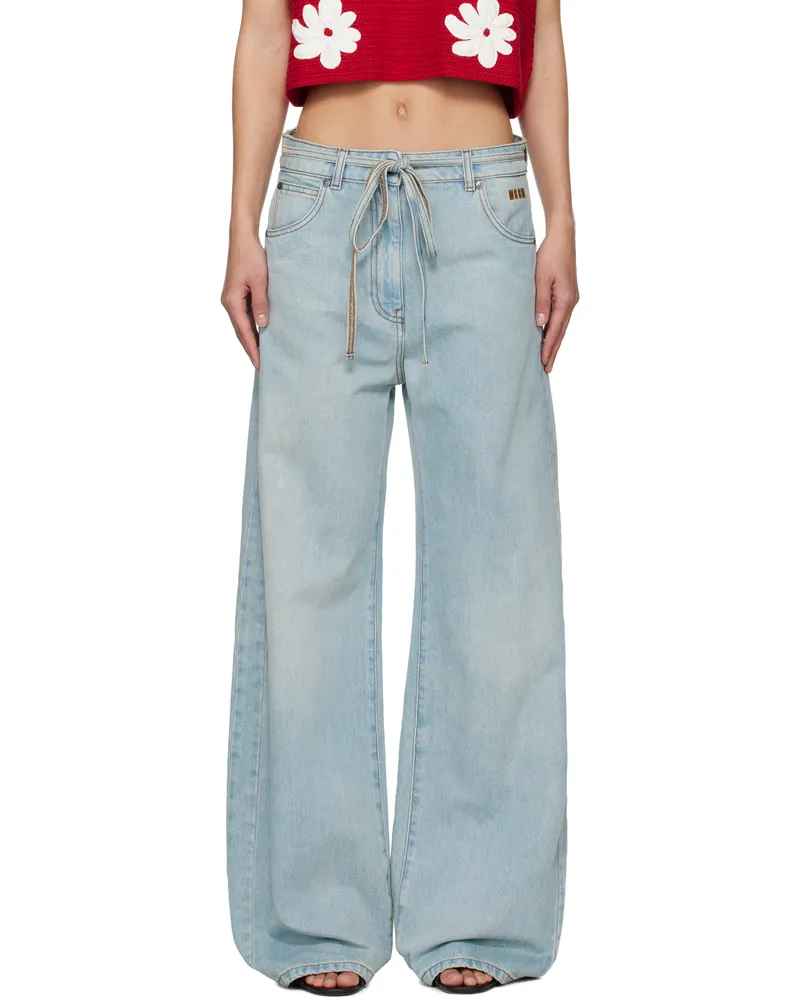 MSGM Blue Wide-Leg Jeans 85