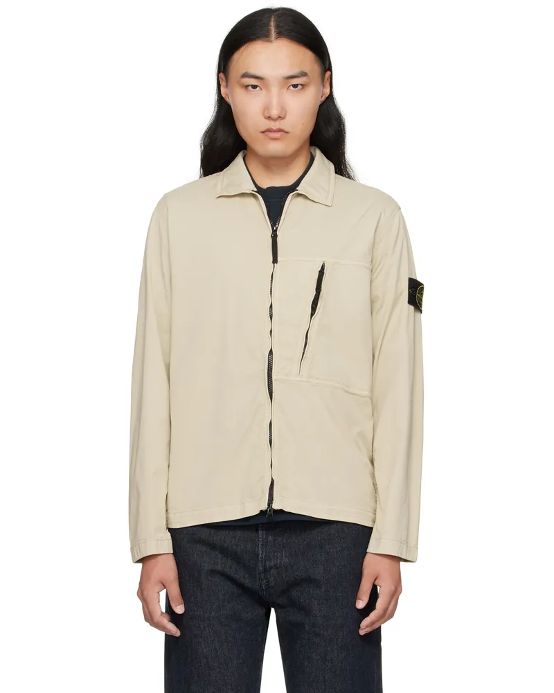 Stone Island Beige 1200003 Supima Cotton Twill Stretch-TC Jacket V009a