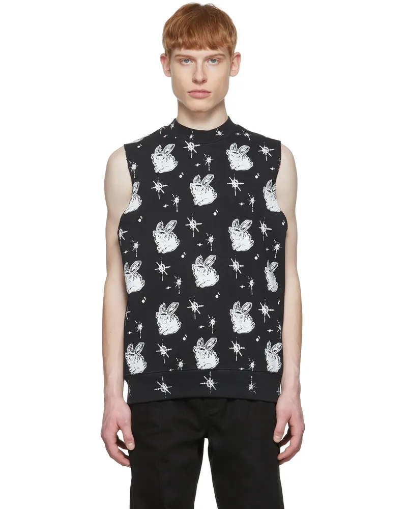 WE 11 DONE Black Cotton Vest Black