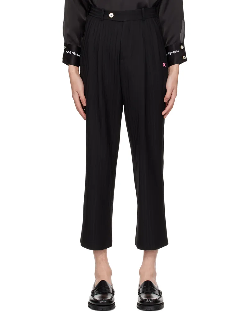 Late Checkout Black Zebra Trousers Black