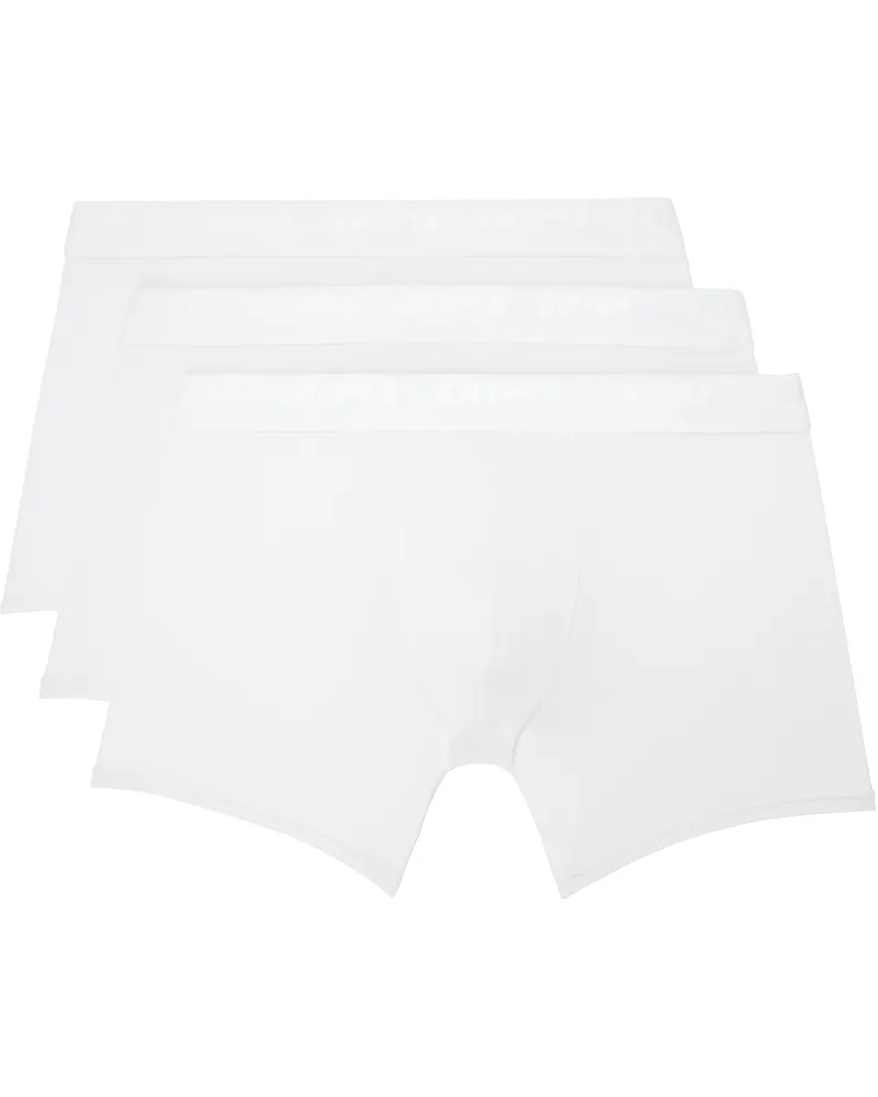 SKIMS Three-Pack White SKIMS Stretch 5 Boxer Briefs Chalk