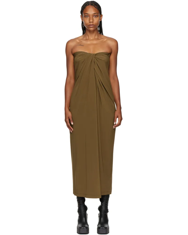 Rosetta Getty SSENSE Exclusive Khaki Knotted Midi Dress Deset