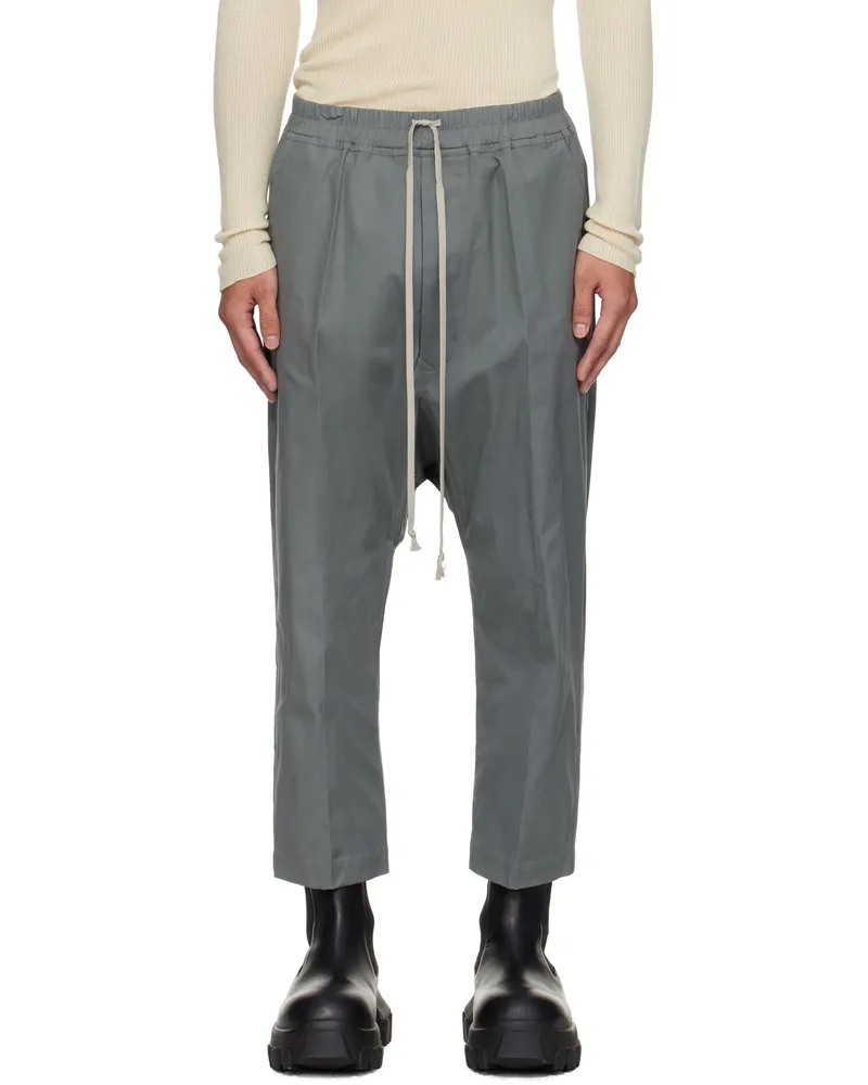 Rick Owens Gray Concordians Drawstring Cropped Trousers 06