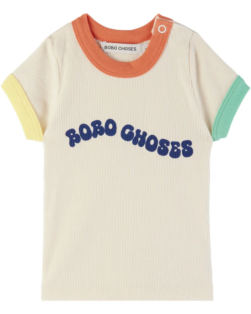BOBO CHOSES Baby Off-White Wavy 'Bobo Choses' T-shirt Offwhite