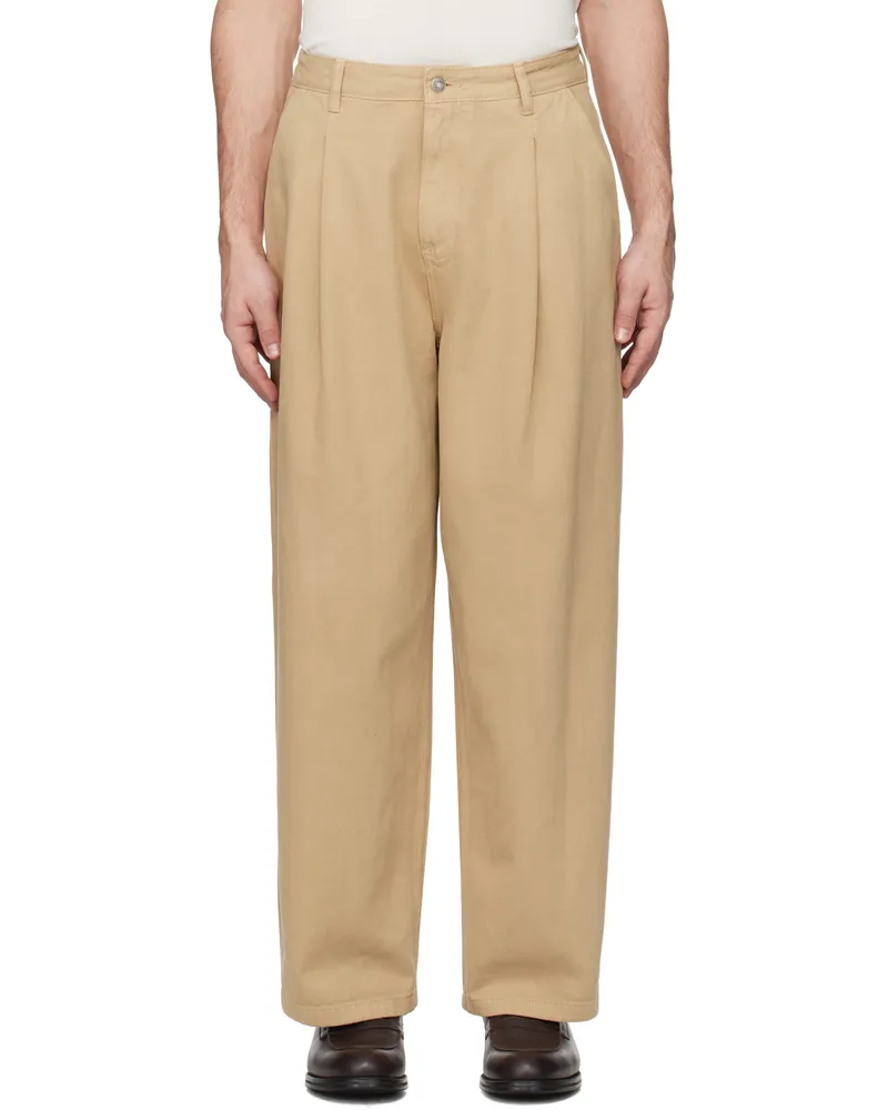 LE 17 SEPTEMBRE Tan Over-Dyeing Wide Tuck Jeans Beige