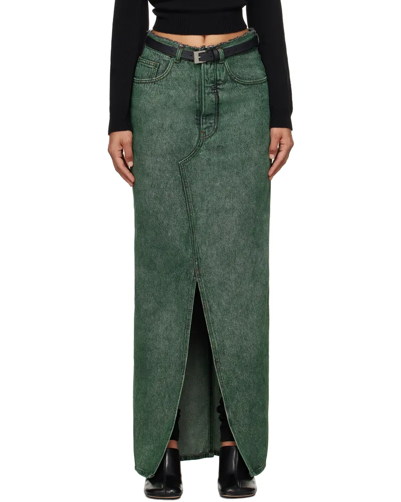 Maison Margiela Green Long Denim Maxi Skirt 962