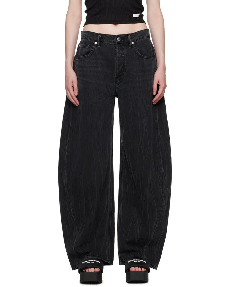 Alexander Wang Black Creased Cotton Ballon Jeans Grey