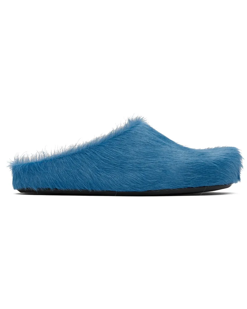 Marni Blue Long Hair Calfskin Fussbett Slip-on Loafers 00b46
