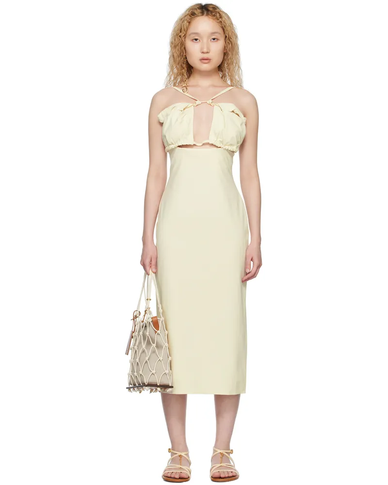 Jacquemus Off-White Le Raphia 'La Robe Bikini' Midi Dress 120