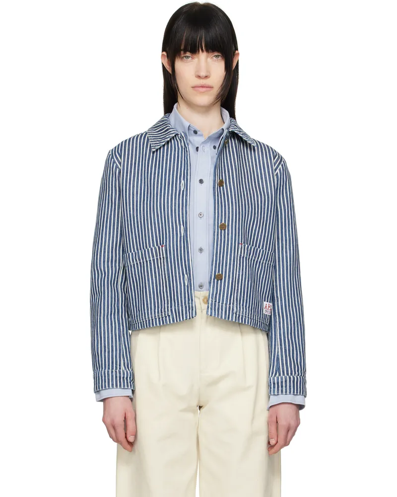 A.P.C. Blue & White Frida Denim Jacket Tic
