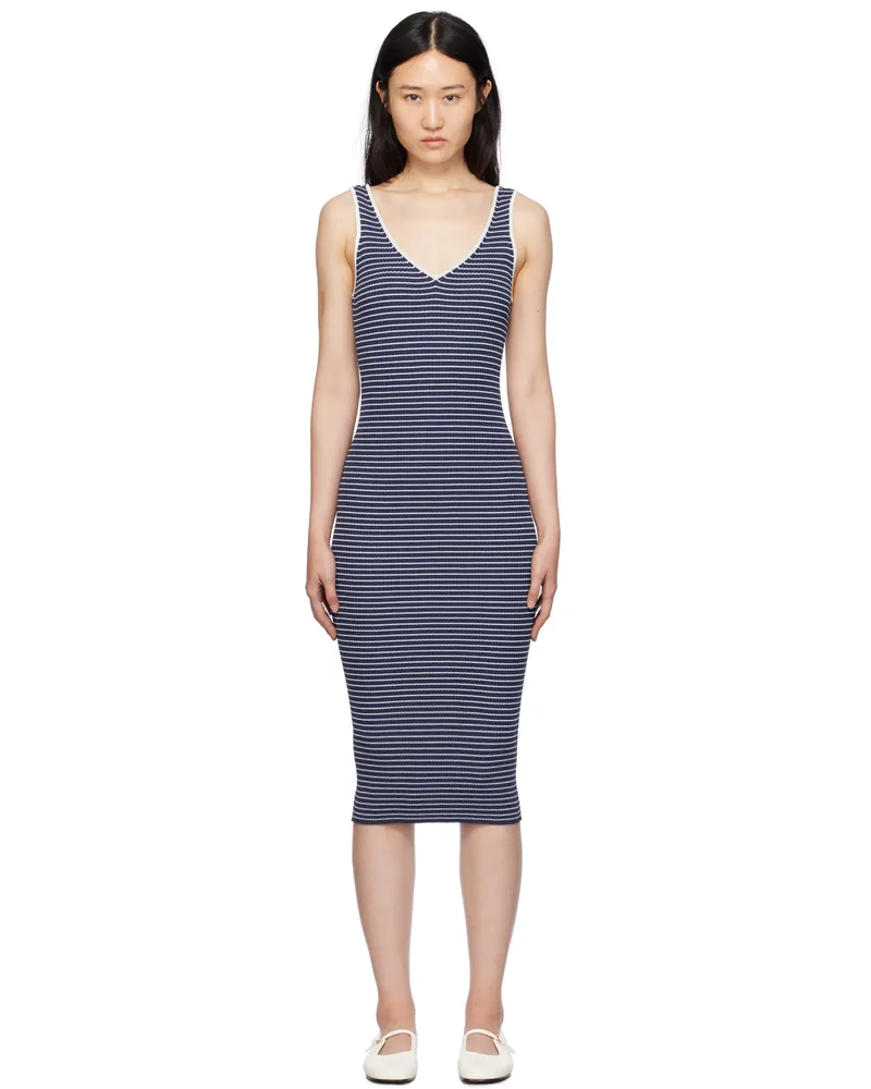 STAUD Navy Dana Midi Dress Navy