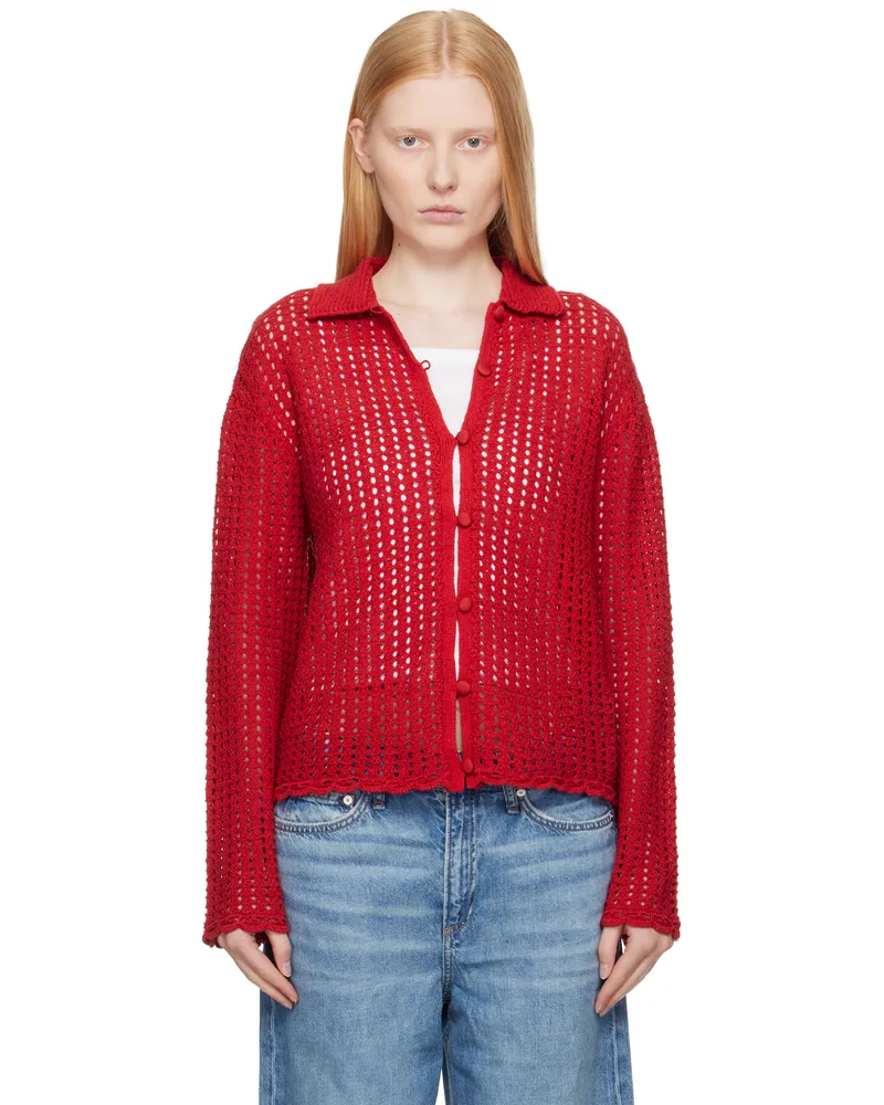 Rag & Bone Red Khloe Cardigan Prtrd