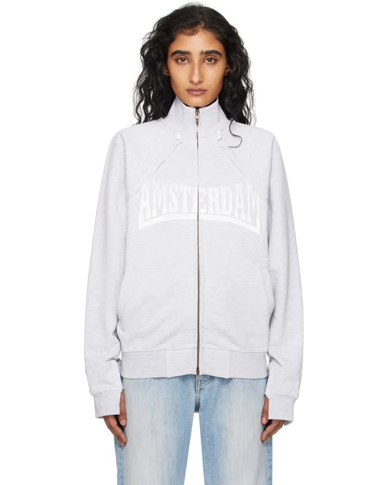 VETEMENTS Gray Patched Zip-Up Jacket Grey