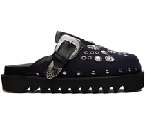 SSENSE Exclusive Black & Navy Studded Loafers