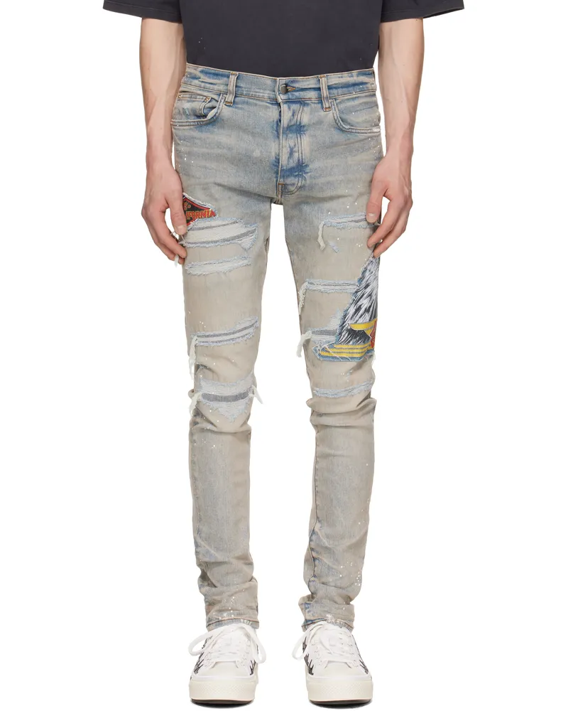 Amiri Blue MA Cement Thrasher Skinny Jeans Perfect