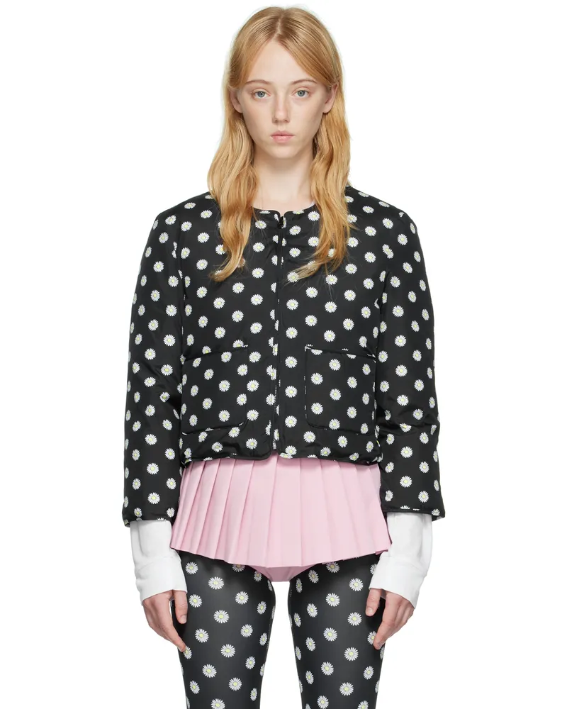 pushBUTTON Black Daisy Dot Down Jacket Bk*wh(pt)