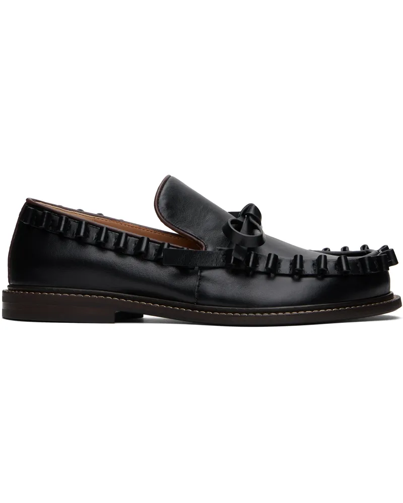 J.W.Anderson Black Ruffle Leather Slip-on Loafers 999