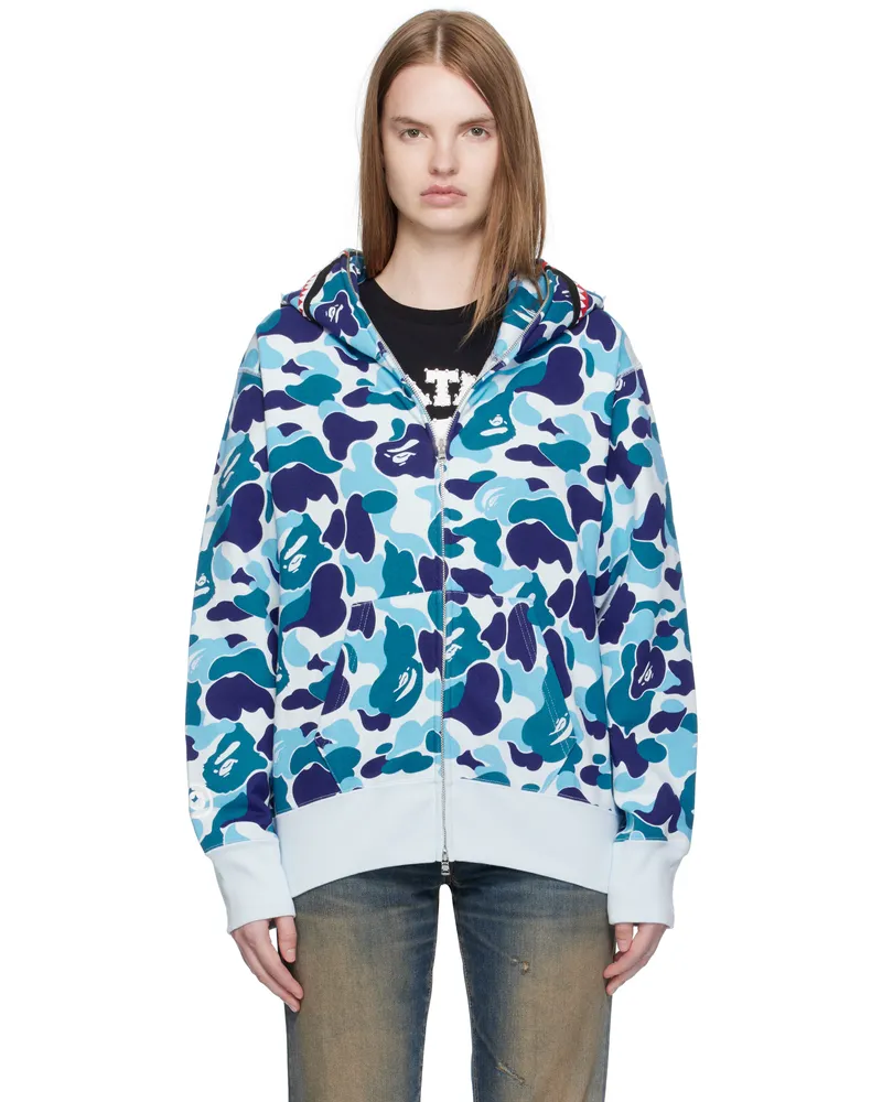 BAPE Blue ABC Camo Shark Full Zip Hoodie Blue