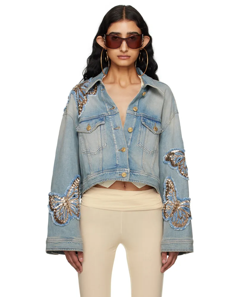 Blumarine Blue Appliqué Denim Jacket D0944