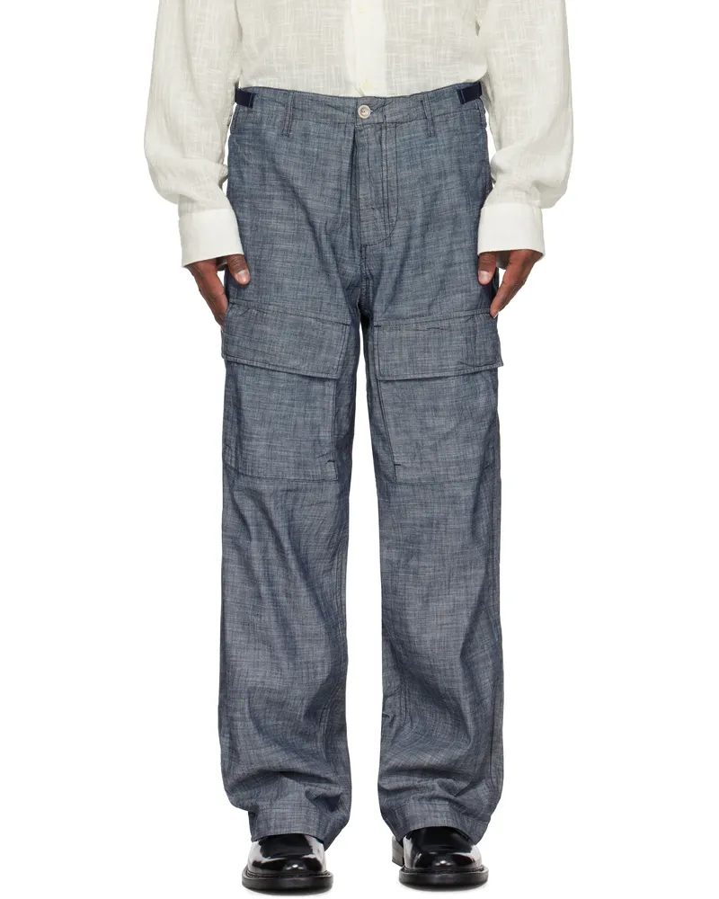 C.P. Company Blue Chambray Loose Cargo Pants D17
