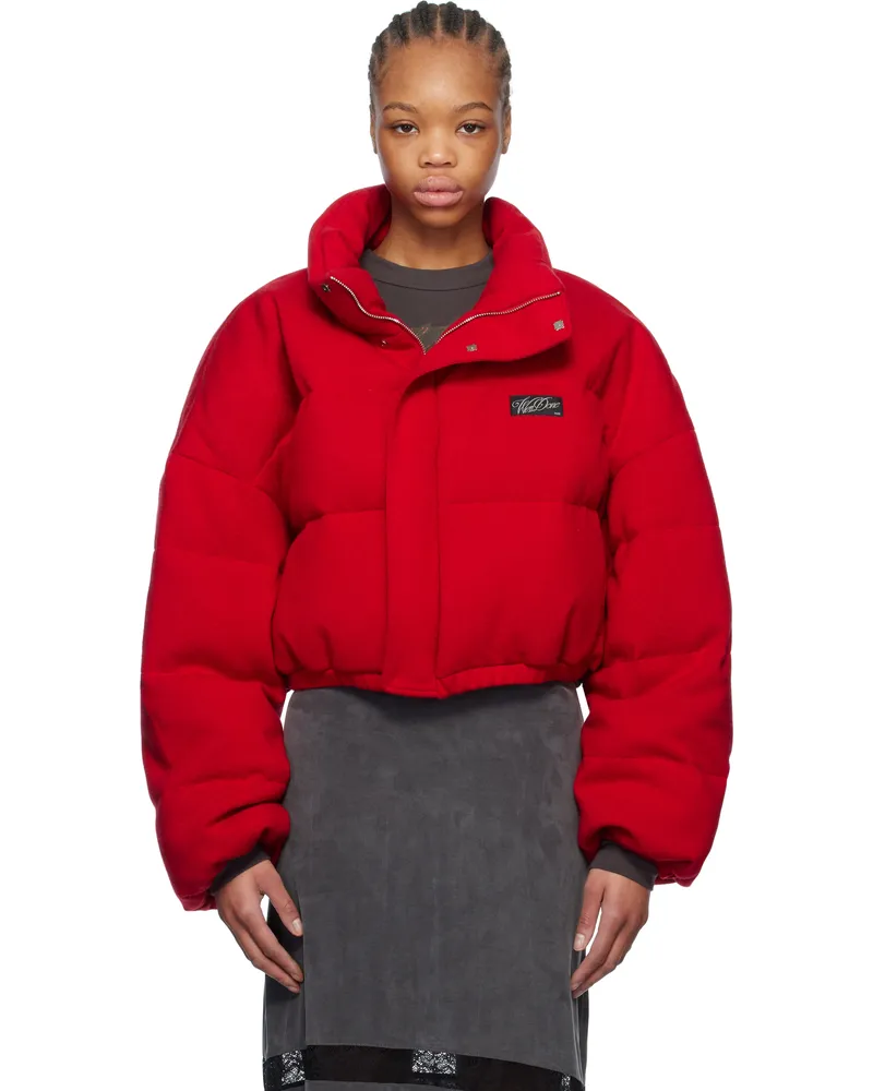 WE 11 DONE Red Knit Down Jacket Red