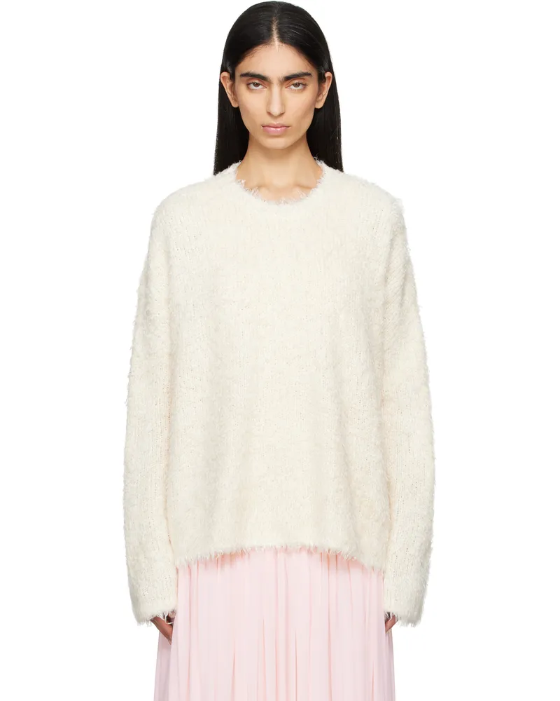 Totême Beige Boxy Silk Knit Sweater Cream