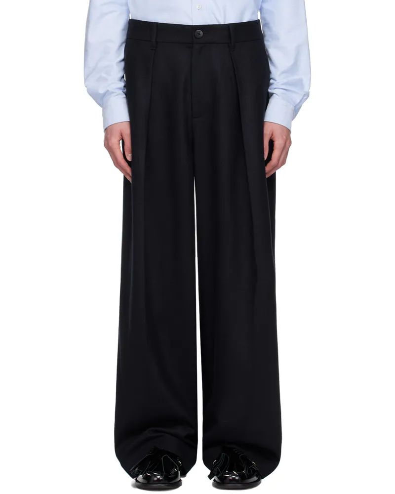 J.W.Anderson Navy Pleated Trousers 888