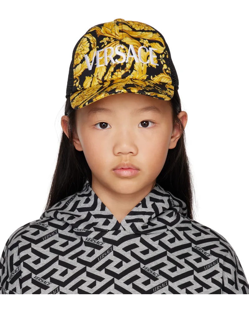 Versace Kids Black & Yellow Barocco Cap 5b000